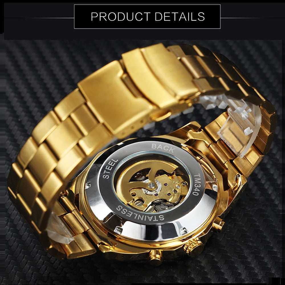Relógio Automático Skeleton Winner - Dourado